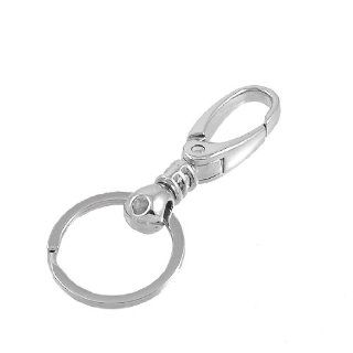 Silver Tone Coil Spring Link Clip Split Loop Ring Keyring Keychain: Clothing
