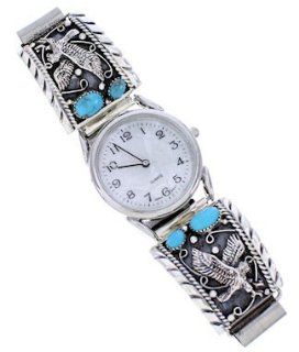 Southwestern Sterling Silver Turquoise Eagle Watch PS71644: SilverTribe: Jewelry