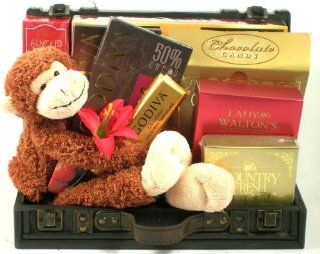 I Love You so Much! Gourmet Gift Trunk with Plush Monkey : Gourmet Gift Items : Grocery & Gourmet Food