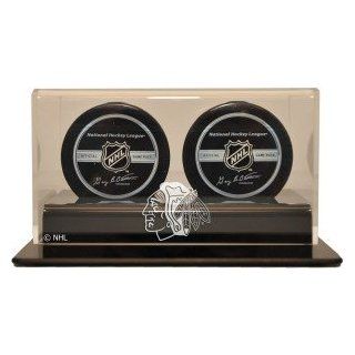 Chicago Blackhawks Double Hockey Puck Display Case : Sports Related Display Cases : Sports & Outdoors