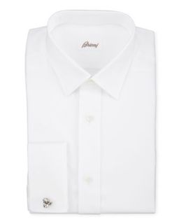 Mens Twill French Cuff Trim Fit Shirt, White   Brioni   White (43/17L)