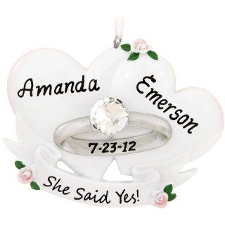 Engagement Ring With Two Hearts and Banner, "She Said Yes"  Decorative Hanging Ornaments  Patio, Lawn & Garden