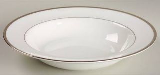 Wedgwood Carlyn Rim Soup Bowl, Fine China Dinnerware   White, Platinum Verge, Pl