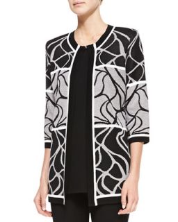 Multi Design Open Jacket, Womens   Misook   Black/White (0X (16/18))