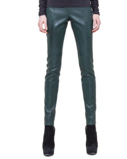 Womens Slim Stretch Napa Leather Pants   Akris   Dark green (36/6)
