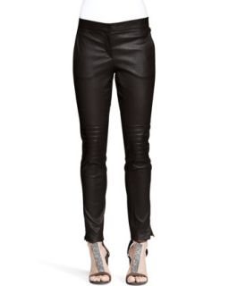 Womens Leather Knee Patch Skinny Pants   Brunello Cucinelli   Volcano (42/6)