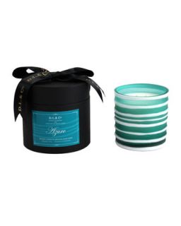 Azure Botanic Candle in Thick Striped Artisan Vessel   D.L. & Company   Tan