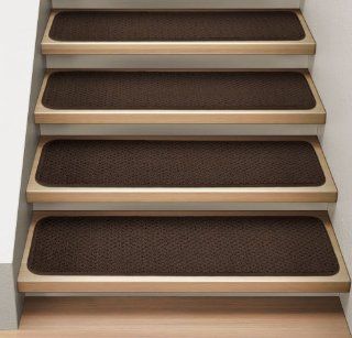 Set of 12 Attachable Indoor Carpet Stair Treads   Chocolate Brown   8 In. X 30 In.   Several Other Sizes to Choose From   Carpet Stair Treads Non Slip