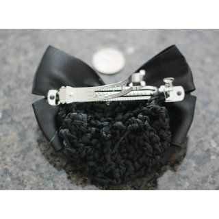 Rosallini Black Bowknot Decor Snood Net Barrette Hair Clip Bun Cover : Beauty