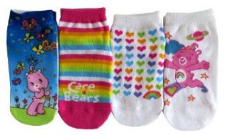 Care Bears Girl's 4 pk No Show Socks (Shoe size (7.5 3.5) Sock size (6 8.5), Blue/Butterfly): Clothing