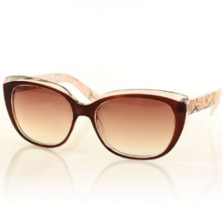 UV400 Python Animal Print Slightly Cat Frames Brown Smoke Lens Sunglasses Brown: Clothing