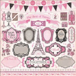 Carta Bella Paper   Paris Girl Collection   12 x 12 Cardstock Stickers   Elements: Arts, Crafts & Sewing