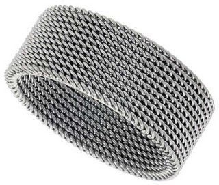 Mesh Band Ring Stainless Steel Flexible Wire Woven Size 10: Jewelry