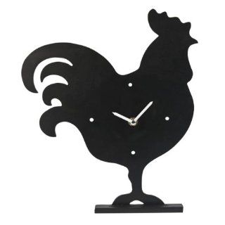 Ganz Black Chalkboard Rooster Clock   Wall Clocks