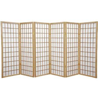 4 Feet Tall Window Pane Shoji Screen in Natural Number of Panels: 6  
