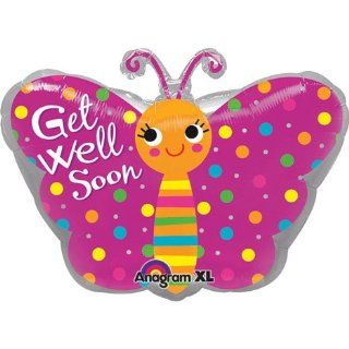 Get Well Soon Purple Butterfly Shape 18" Mylar Foil Balloon: Toys & Games