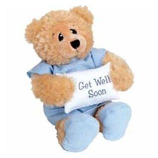 11" Plush PATIENT BEAR   FEEL BETTER Gift/Wearing Blue Hospital Gown & Slippers/Holding GET WELL SOON Pillow/ILLNESS/Sick CHILD/CHEER UP/Surgery: Everything Else