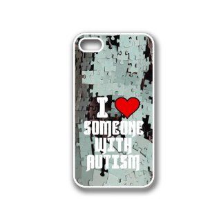 I Love Someone With Autism Puzzle Background White iPhone 4 Case   Fits iPhone 4 & iPhone 4S: Cell Phones & Accessories