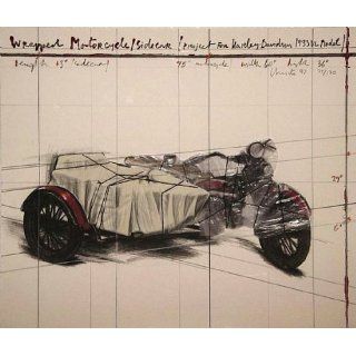 Art: Wrapped Motorcycle/Sidecar, Project for Harley Davidson 1933 VL Model; edition 1 130 : Lithography : Christo