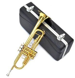 Bb Trompete in Goldlack mit Trigger, Hartschalen Koffer und C7 Mundstck: Musikinstrumente