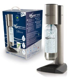 Wassermaxx 1617111490 Wassersprudler Deluxe inkl. 1 x Zylinder 60 L und 1 x PET Edelstahl Flasche: Küche & Haushalt