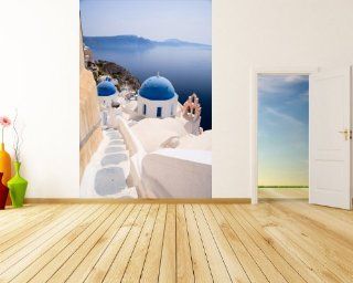 Bilderdepot24 selbstklebende Fototapete "Santorini View   Griechenland" 130x230 cm   direkt vom Hersteller: Küche & Haushalt