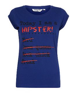 Teens Blue Hipster Slogan T Shirt