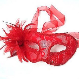Handgefertigte Maskenball Venezianische Maske Masquerade   Schwarz Rot oder Wei (Rot): Bekleidung