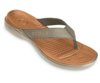 Crocs Crete Damen Herren Schuhe Unisex Sandale Flipflops Flip Flops Khaki/Sienna Khaki/Orange M13 D 47/48 UK 12 13: Schuhe & Handtaschen