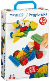 Miniland 94040   Pegy Bricks 43 Teile / Koffer mit Traggriff: Spielzeug