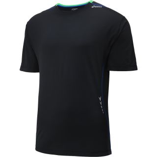 ASICS Mens Tread Short Sleeve Running T Shirt   Size: Small, Black/blue