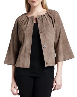 Jo Peters Suede Pleated Cropped Jacket