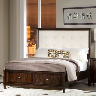 Pierce Upholstered Low Profile Bed   Reddish Brown   Platform Beds