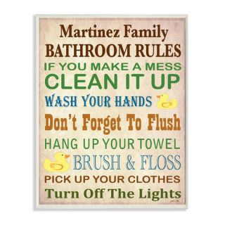 Stupell Industries Personalized Bathroom Rules Rubber Duckies by Janet