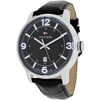 Tommy Hilfiger Mens 1710342 Black Leather Strap Watch   16694084