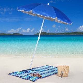 Rio 6 ft. Blue Sun Blocker Beach Umbrella   Beach Umbrellas & Cabanas
