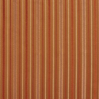 E605 Striped Orange Red and Gold Damask Upholstery Fabric (By The Yard