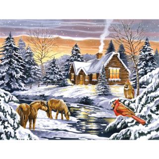 Paint By Number Kit 12inX16inSnow Scene   17633481  