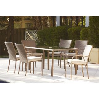 Cosco Home and Office Lakewood Ranch 7 Piece Dining Set with Cushions