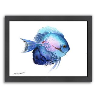 Discus 2 by Suren Nersisyan Framed Painting Print in Blue