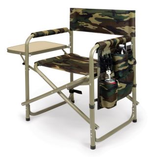 Picnic Time Camouflage Folding Sports Chair with Side Table