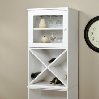 Lucca Home Storage Cabinet   Glass Door Top Cabinet   White