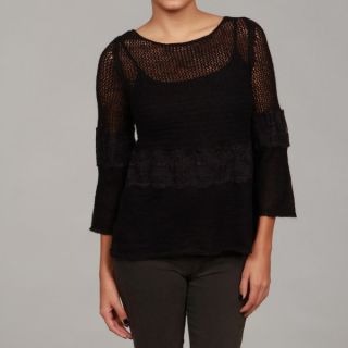 Cupio Womens Black Knit and Lace Sweater  ™ Shopping