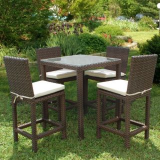 Atlantic Monza Square Bar Height All Weather Wicker Dining Set   Seats 4   Patio Dining Sets