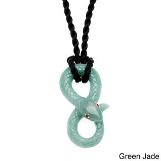 Kabella 14k Yellow Gold Jade and Garnet Infinity Zodiac Snake Necklace