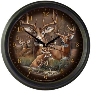 Whitetail Deer Collage 16 Wall Clock
