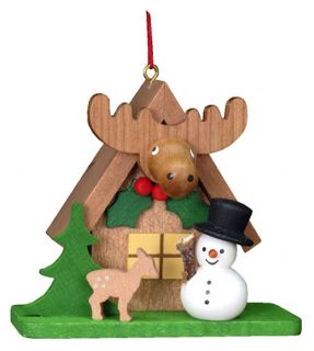 Christian Ulbricht Snowman with Elk House Ornament   Ornaments