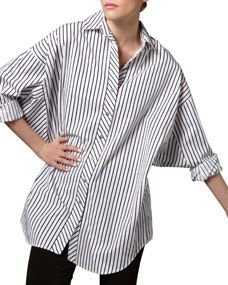 Go Silk Striped Big Shirt, Petite
