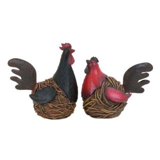 Woodland Imports Old Looking Garden Hen and Rooster Statue