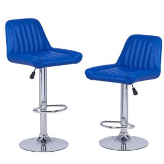 Adeco Bright Blue Hydraulic Lift Adjustable Leatherette Barstool w